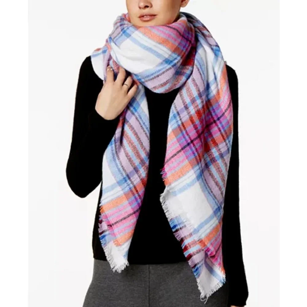 INC International Concepts College Plaid Wrap Retail $49.50